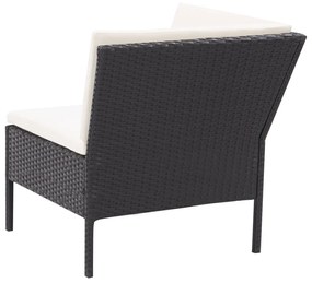 3 pcs conjunto lounge de jardim c/ almofadões vime PE preto