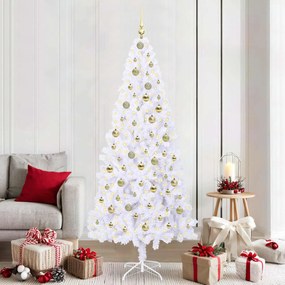 vidaXL Árvore de Natal Artificial com 300 LEDs Branco 210 cm PVC e Aço