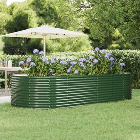 vidaXL Canteiro elevado jardim 291x140x68 cm aço galvanizado verde