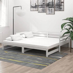 vidaXL Estrutura sofá-cama de puxar 2x(90x200) cm pinho maciço branco