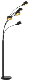 Candeeiro de pé alto 200 cm 5 x E14 preto e dourado