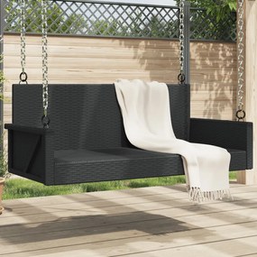 vidaXL Banco baloiço 119x56x48 cm vime PE preto