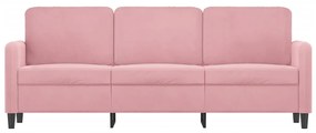 Sofá de 3 lugares 180 cm veludo rosa