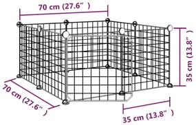 Gaiola p/ animais de 8 painéis c/ porta 35x35 cm aço preto