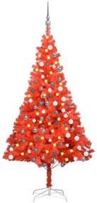 3077686 vidaXL Árvore Natal artificial pré-iluminada c/ bolas PVC vermelho