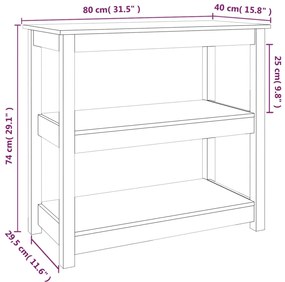 Mesa consola 80x40x74 cm madeira de pinho maciça cinzento