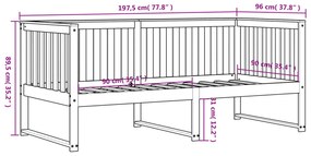 Sofá-cama sem colchão 90x190 cm madeira de pinho maciça branco