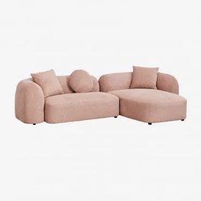 Sofá Modular Chaise Longue Direito De 2 Peças Em Coco Chenille Tecido Chenille Rosa Quartzo - Sklum