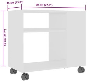 Mesa de apoio 70x35x55 cm madeira processada branco