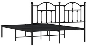 Estrutura de cama em metal com cabeceira 150x200 cm preto