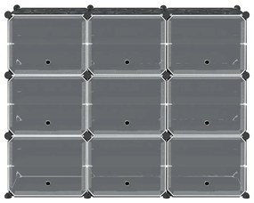 Organizador de arrumação com 9 cubos e portas PP preto