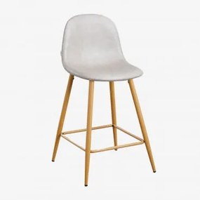 Banqueta Alta Glamm Em Couro Sintético Toupeira Claro & ↑65 Cm & Madeira Natural - Sklum