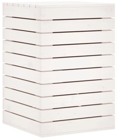 Cesto de roupa suja 44x44x66 cm madeira de pinho maciça branco