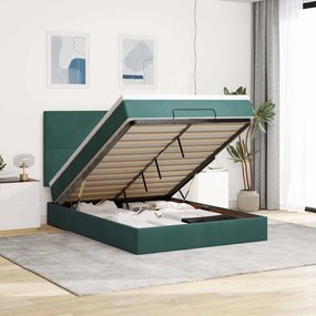 vidaXL Estrutura cama otomana colchões 140x200 cm veludo verde escuro