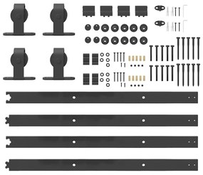 Kit de ferragens para porta deslizante 183 cm aço preto