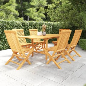 vidaXL 7 pcs conjunto de jantar para jardim madeira de teca maciça