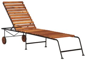 Espreguiçadeira com pernas de aço madeira de acácia maciça