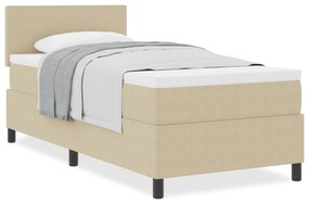 Cama Box Spring com Colchão Bege Claro 80x200 cm Tecido de Cortiça