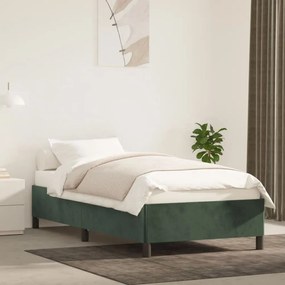 Estrutura de cama sem colchão 90x190 cm veludo verde-escuro