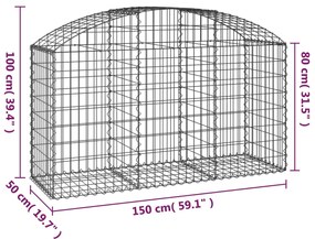 Cesto gabião arqueado 150x50x80/100 cm ferro galvanizado
