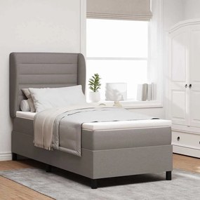 vidaXL Cama Box com colchão Cinzento-acastanhado 90 x 190 cm tecido