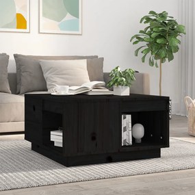 Mesa de centro 60x61x32,5 cm madeira de pinho maciça preto