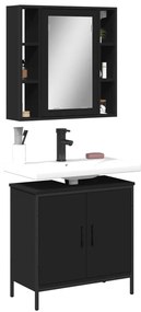 2 pcs conjunto móveis casa de banho derivados de madeira preto