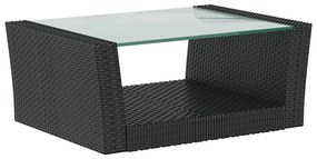 8 pcs conjunto lounge de jardim c/ almofadões vime PE preto