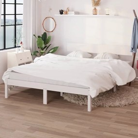 Estrutura de cama 160x200 cm pinho maciço branco