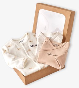 Conjunto de 3 peças para recém-nascido: pijama + 2 bodies cru