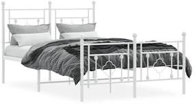 Estrutura de cama com cabeceira e pés 120x200 cm metal branco