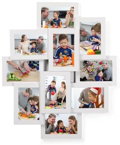 Moldura para colagem de fotos SONGMICS para 10 fotos de 4" x 6" (10 x 15 cm), MDF para exibição de galeria de fotos montada na parede, montagem necessária, branco RPF20WT