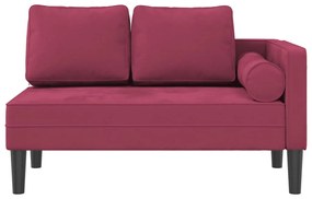 Chaise longue com almofadões veludo vermelho tinto