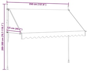 Toldo retrátil manual 350 cm laranja e castanho