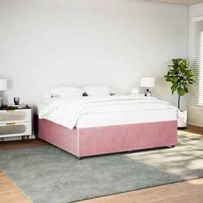 Estrutura de cama 180x200 cm veludo rosa