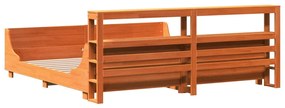 Cama sem colchão 200x200 cm pinho maciço castanho-mel