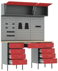 Conjunto de Móvel de Trabalho e Painel de Ferramentas em 8 Peças Verme