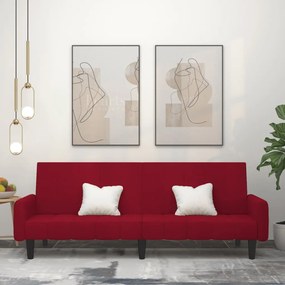 vidaXL Sofá-cama de 2 lugares veludo vermelho tinto