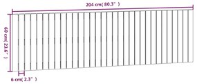 Cabeceira de parede 204x3x60 cm madeira de pinho maciça