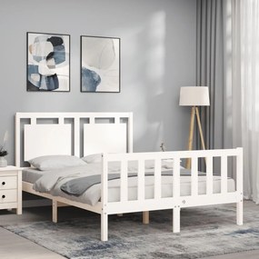 Cama sem colchão 140x200 cm madeira de pinho maciça branco