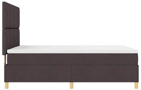 Cama Box com Colchão &amp; LED Castanho Escuro 140x190 cm Tecido