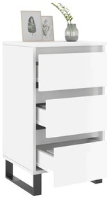 Mesas cabeceira 2pcs 40x35x69cm deriv. madeira branco brilhante