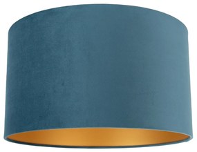 Abajur de Veludo Azul 35/35/20 com Interior Dourado