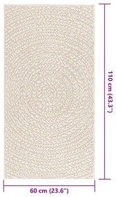 Tapete ZIZUR creme 60x110 cm aspeto de juta interior e exterior