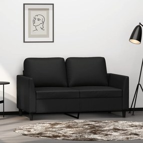 Sofá de 2 lugares 120 cm couro artificial preto
