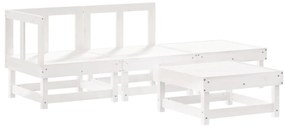 4pcs conjunto lounge jardim c/ almofadões madeira maciça branco
