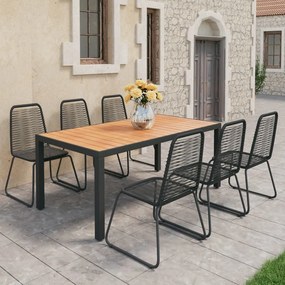 vidaXL 7 pcs conjunto de jantar p/ jardim vime de PVC preto e castanho