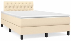 Cama box spring c/ colchão e LED 120x190 cm tecido cor creme