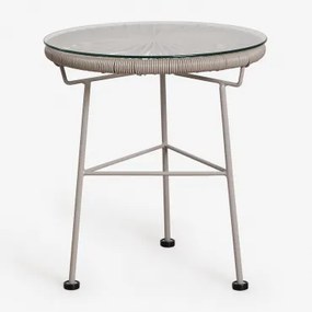 Mesa Auxiliar Para Jardim Redonda Ø45 Cm Em Aço E Rattan Sintético Acapulco Moka Brown - Sklum