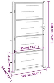 Portão de jardim 100x180 cm aço inoxidável